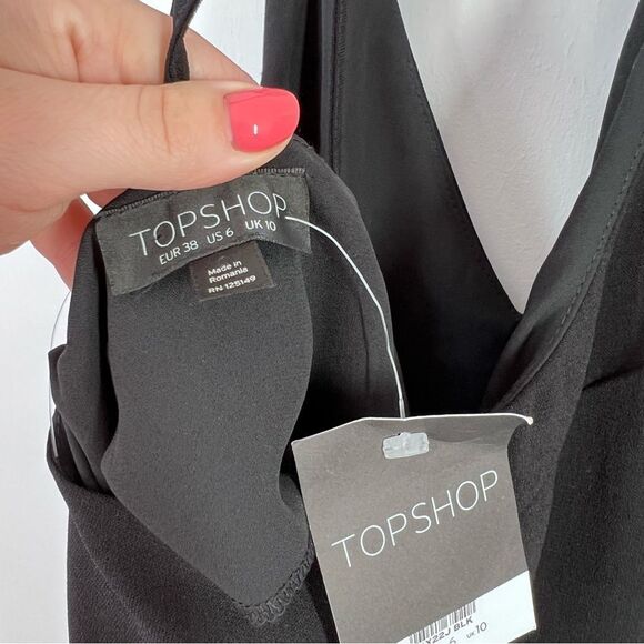 Topshop black‎ strappy v neck midi dress - Picture 3 of 4